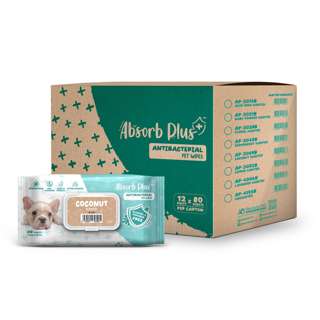 Absorb Plus Antibacterial Pet Wipes - Coconut