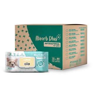 Absorb Plus Antibacterial Pet Wipes - Lemon