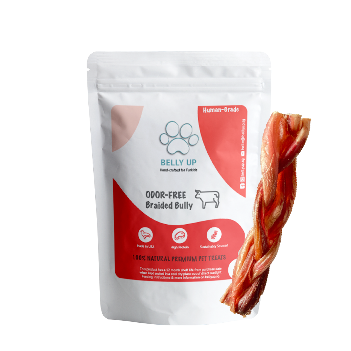 BELLY UP USA Odour-Free Beef Bully 12" (Braided)