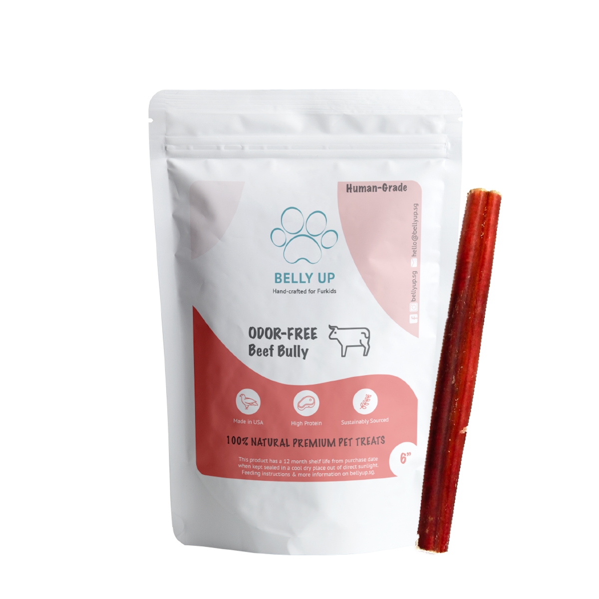 BELLY UP USA Odour-Free Beef Bully 6" (Standard)