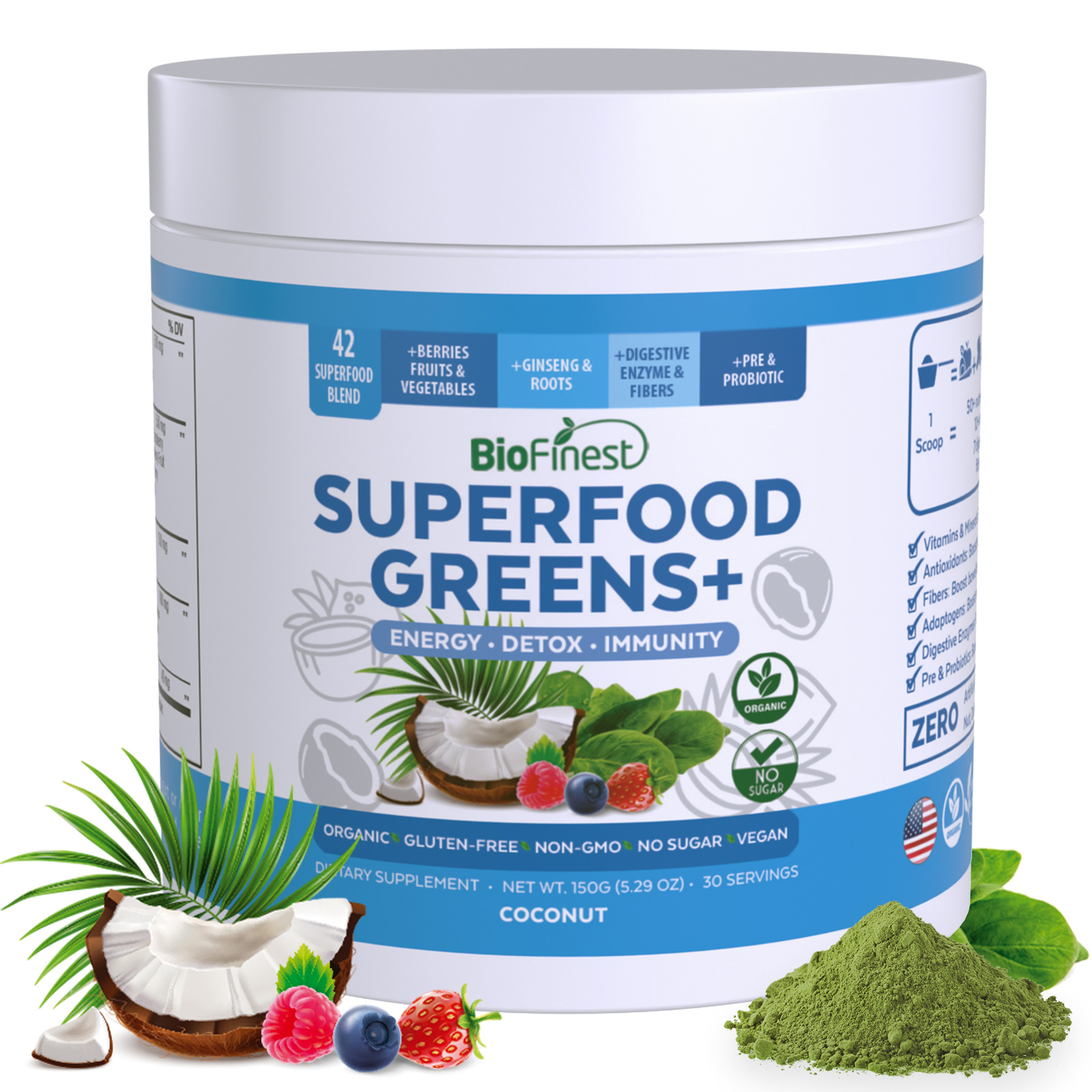 Biofinest Biofinest Superfood Greens+ Probiotics Enzymes Powder Drink | NTUC ...