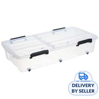 HOUZE 45L 'LOW PROFILE' Underbed Storage with Wheels (Clear)