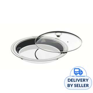 Tramontina Stainless steel deep serving dish with glass lid
