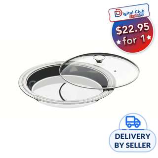 Tramontina Stainless steel deep serving dish with glass lid