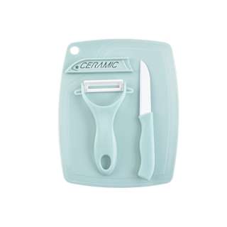 Camime Ceramic Knife Fruit Set Chopping Board Peeler - Blue