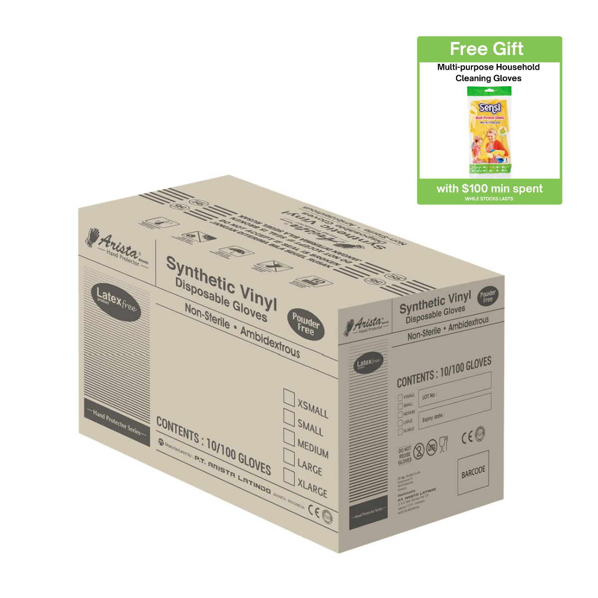 Arista Blue Vinyl Powder-Free Gloves - Size M