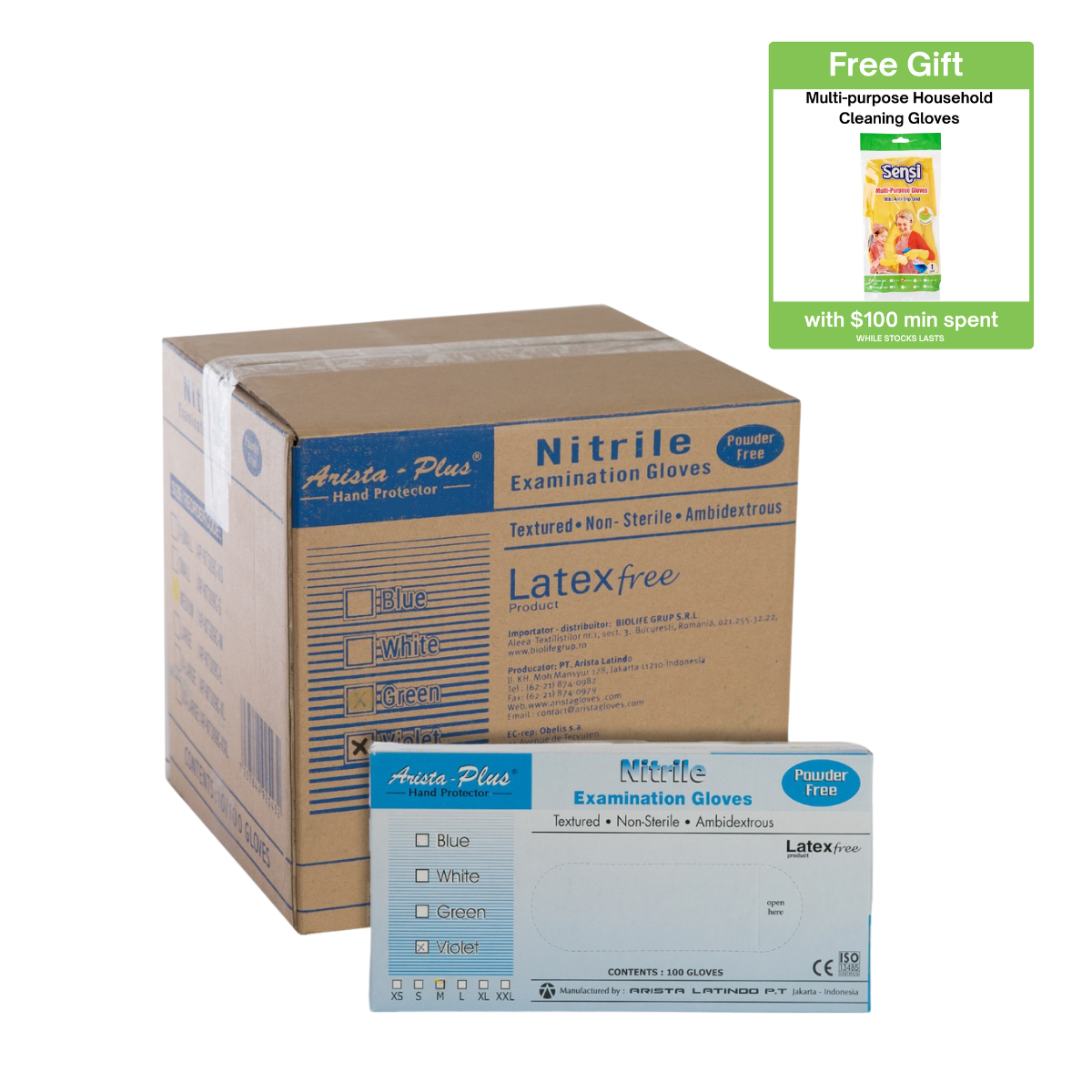 Arista Blue Nitrile Powder-Free Gloves - M