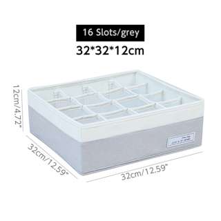 Sweet Home Fabric Underwear Organizer - 16 Slots(Grey+White)