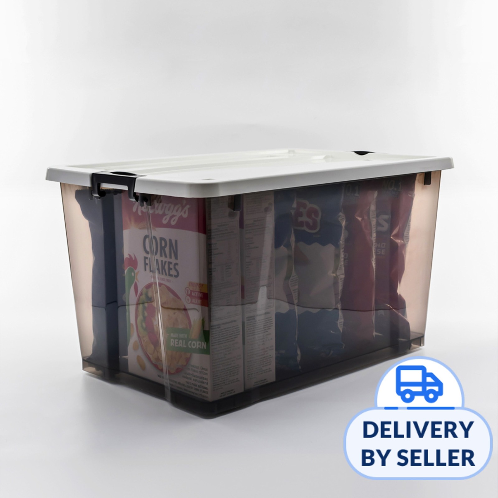 HOUZE 'EDGY' 52L Storage Box with Wheels (Smoke Grey) NTUC FairPrice