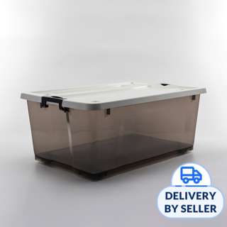 HOUZE 'EDGY' 35L Storage Box with Wheels (Smoke Grey)