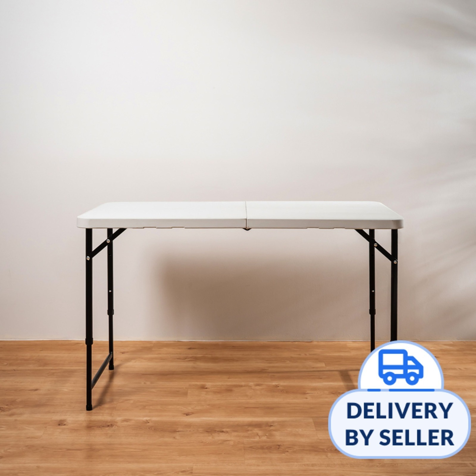 HOUZE 122cm/4ft HDPE Folding Table with Black Legs - White