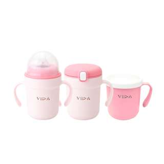 Viida Souffl Stainless Steel 3-Stage Training Cup Set - Pink