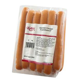 Kelly's German Chicken Frankfurter 6" Sausage - Frozen Kelly's German Chicken Frankfurter 6" Sausage - Frozen