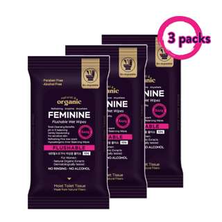 natural & organic Portable Feminine Flushable Wipes 3 packs
