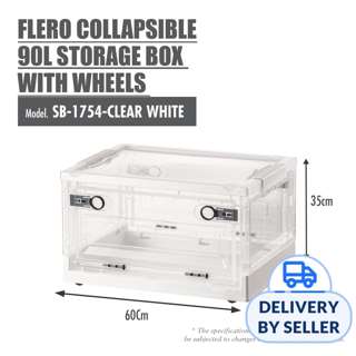 HOUZE FLERO Collapsible 90L Storage Box (Clear & White)