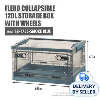 HOUZE FLERO Collapsible 120L Storage Box (Smoke Grey & Blue)
