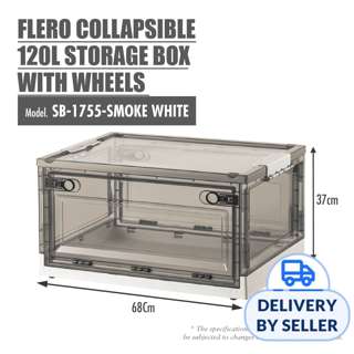 HOUZE FLERO Collapsible 120L Storage Box (Smoke Grey & White)