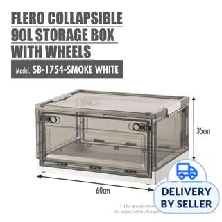 HOUZE 'FLERO Collapsible 90L Storage Box (Smoke Grey & White)