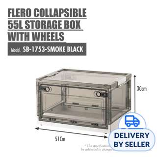 HOUZE FLERO Collapsible 55L Storage Box (Smoke Grey & White)