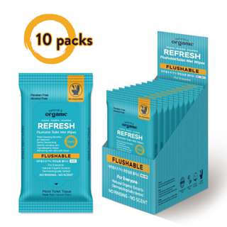 natural & organic Portable Refresh Flushable Wipes 10 packs