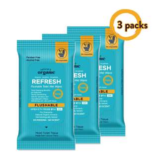 natural & organic Portable Refresh Flushable Wipes 3 packs
