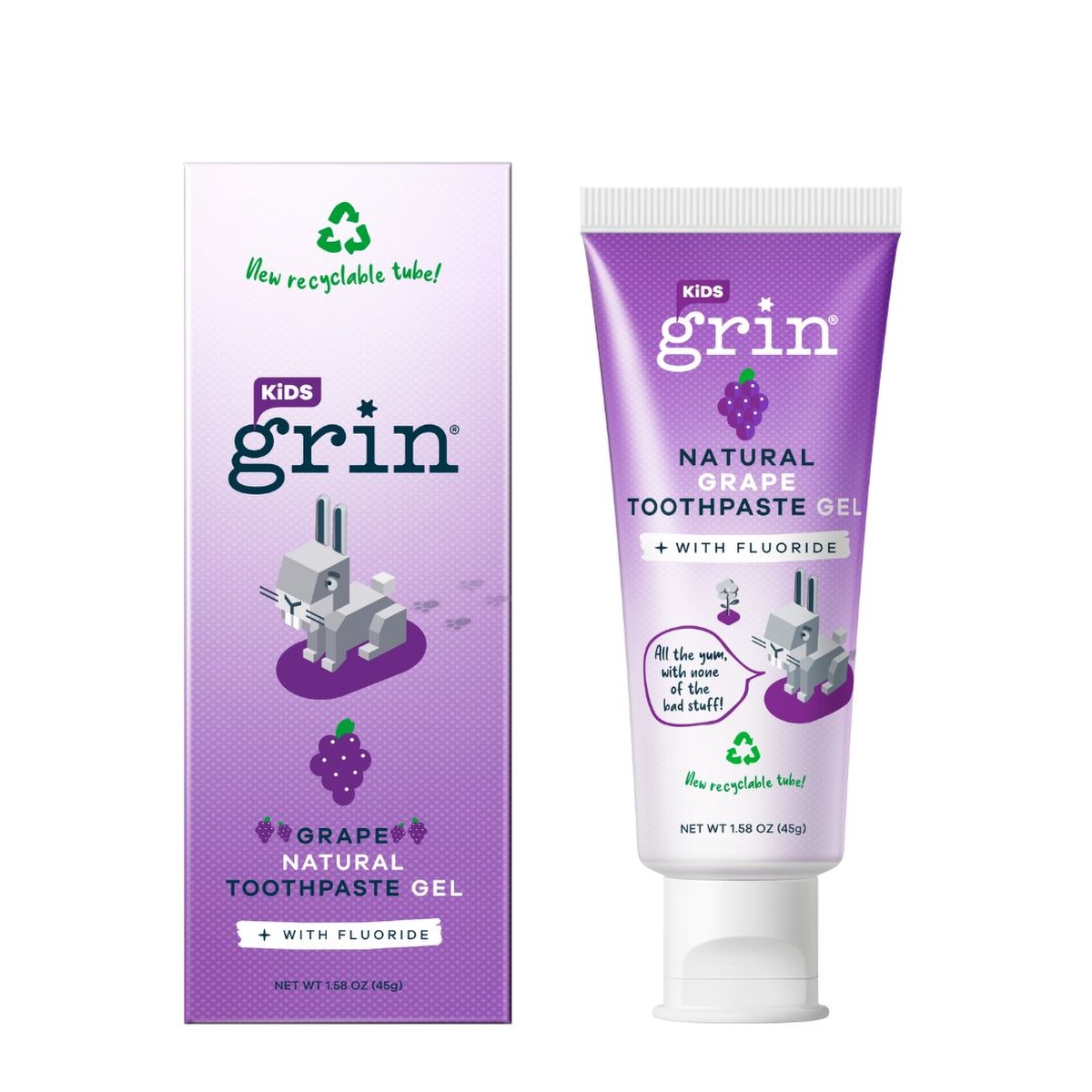 Grin Kids Natural Toothpaste Gel with Fluoride Grape NTUC FairPrice