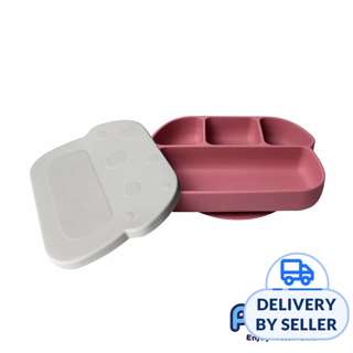Puku Silicone Suction Plate With Lid - Pink Puku Silicone Suction Plate With Lid - Pink