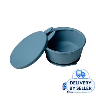 Puku Food Grade Silicone Suction Bowl With Lid - Blue Puku Food Grade Silicone Suction Bowl With Lid - Blue
