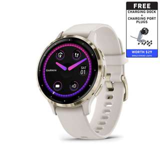 Garmin Venu 3S Smartwatch - Cream Gold Stainless Steel Bezel