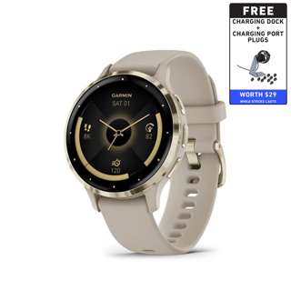 Garmin Venu 3S Smartwatch - Cream Gold Stainless Steel Bezel