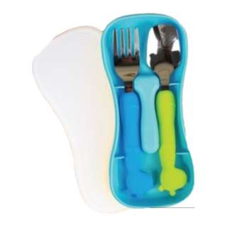 Jaco Perfection Silicon Spoon Fork Set Blue color