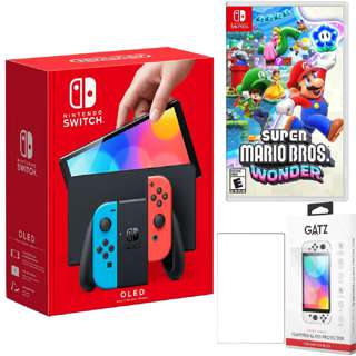 Nintendo Switch Oled + Mario Wonder + Screen Protector