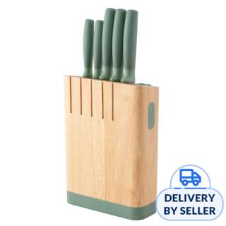 Berghoff 6pc Soft Grip Knife Non-Slip Base Block Set Berghoff 6pc Soft Grip Knife Non-Slip Base Block Set