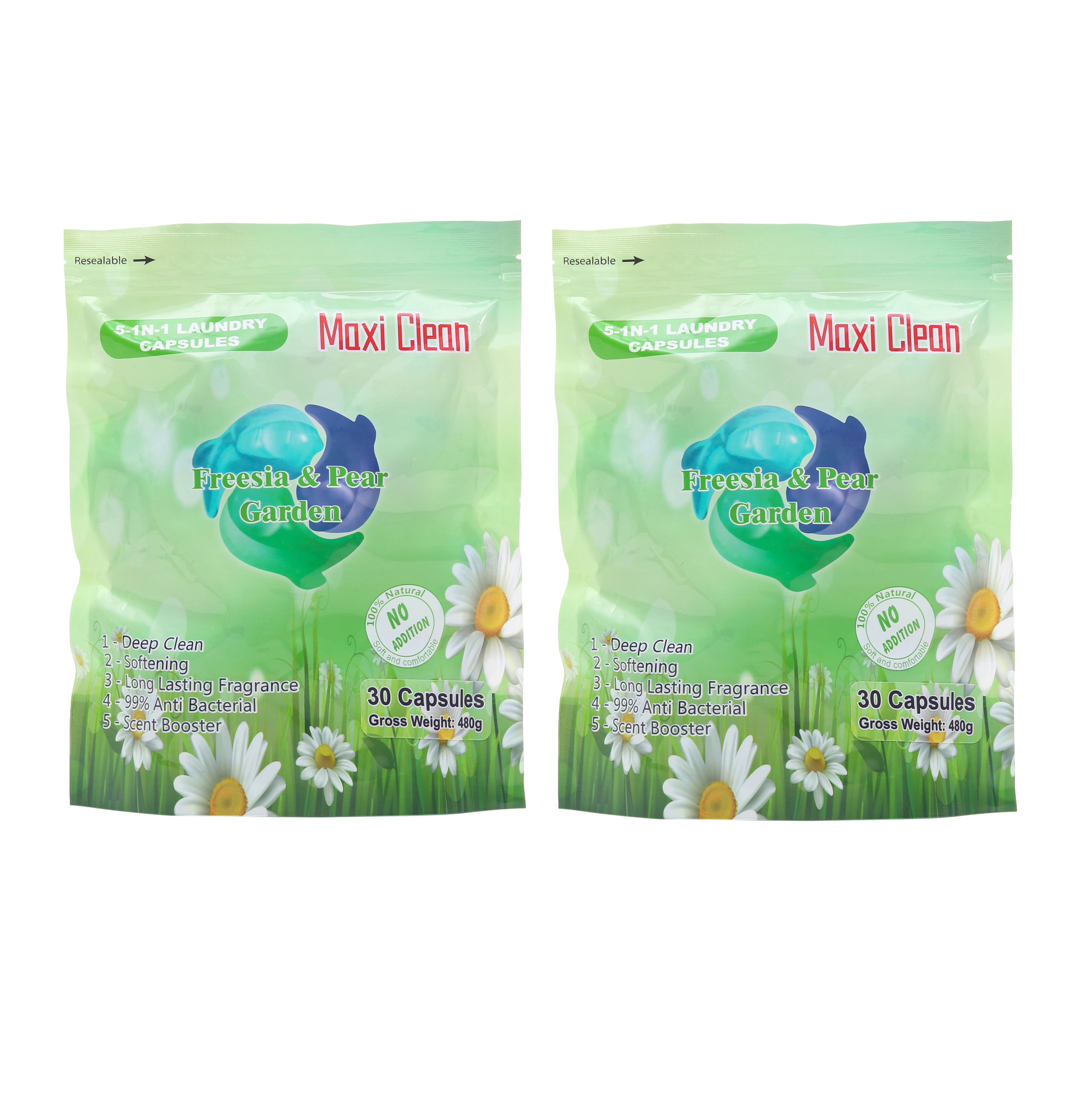 Maxi Clean 5in1 Laundry Capsules Pods Freesia and Pear NTUC FairPrice