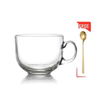Camime Breakfast Glass Cup with Round Spoon