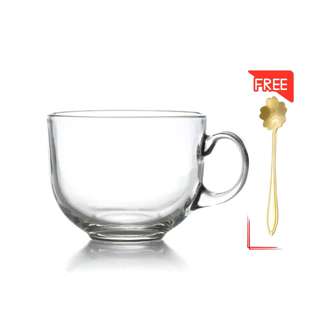 Camime Breakfast Glass Cup with Sakura Flower Spoon