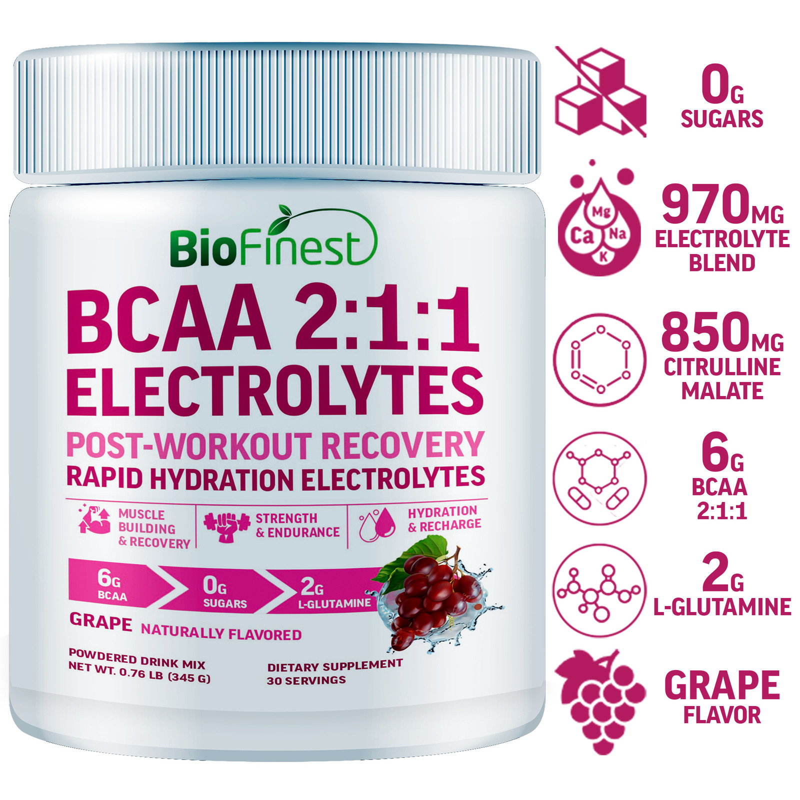 Biofinest BCAA 2:1:1 Electrolyte Powder Muscle Hydration