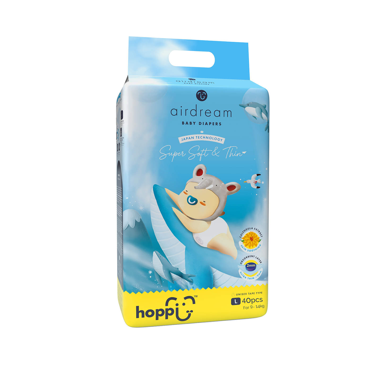 Hoppi AirDream Baby Diapers Tape L (9-14kg)