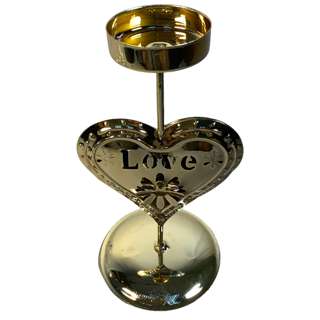 Partyforte Table Deco- Metal Heart Shape Candle Holder Gold