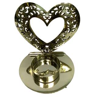 Partyforte Table Deco - Metallic Heart Candle Holder Gold