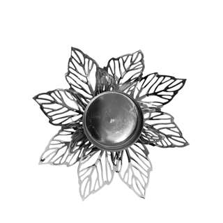 Partyforte Table Deco - Metallic Leaves Candle Holder Silver