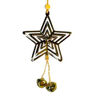 Partyforte 11*10cm Hanging Decoration - Star and Bell Gold