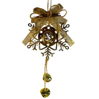 Partyforte 30*10cm Hang Deco - Ribbon Snowflake & Bells Gold