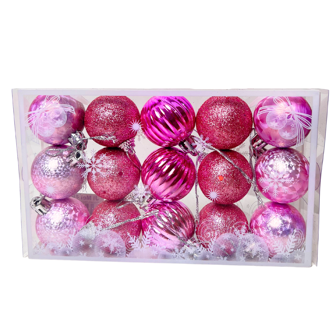 JM Flower Christmas Ball 4cm (15p) Pink NTUC FairPrice