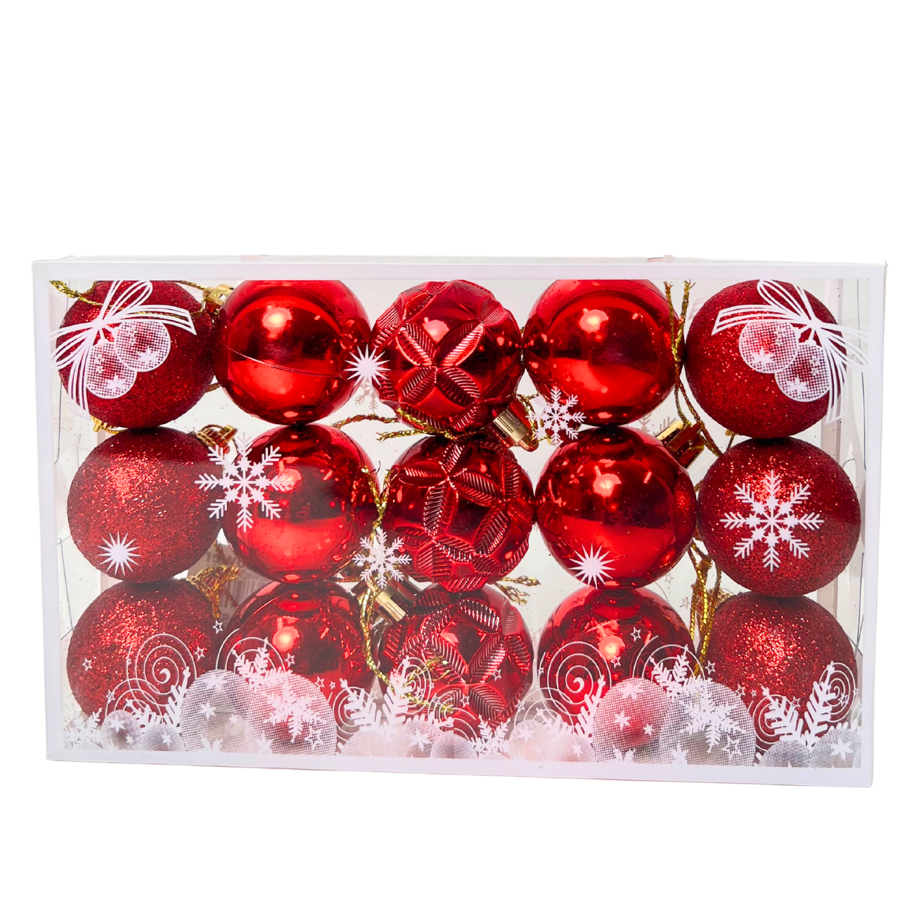 JM Flower Christmas Ball 4cm (15p) Red NTUC FairPrice