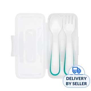 OXO Tot On-The-Go Plastic Fork And Spoon Set - Teal