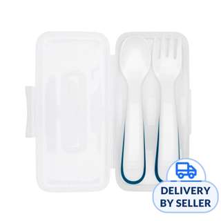 OXO Tot On-The-Go Plastic Fork And Spoon Set - Navy
