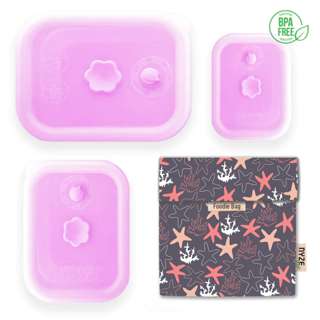 NYZE Pink Container 3pcs Set + 1pc Stars Foodie Bag NYZE Pink Container 3pcs Set + 1pc Stars Foodie Bag