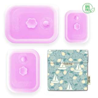 NYZE Pink Container 3pcs Set + 1pc Boat Foodie Bag NYZE Pink Container 3pcs Set + 1pc Boat Foodie Bag
