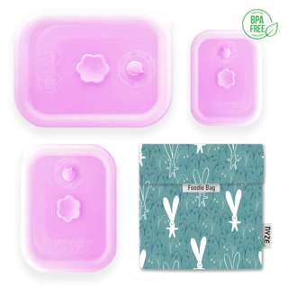 NYZE Pink Container 3pcs Set + 1pc Bunny Foodie Bag NYZE Pink Container 3pcs Set + 1pc Bunny Foodie Bag